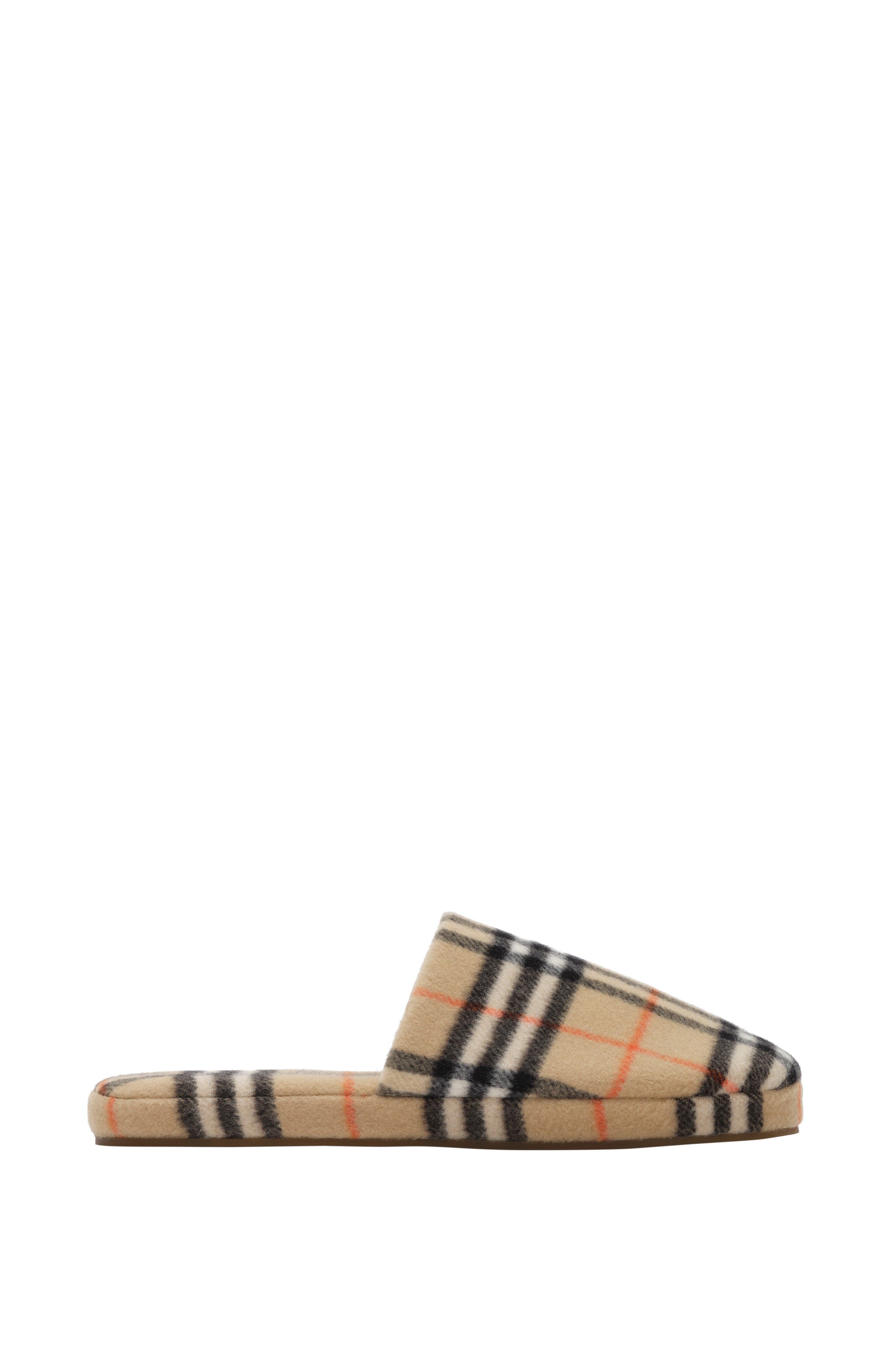 Burberry Check Wool Blend Slippers, Main, color, Sand Beige
