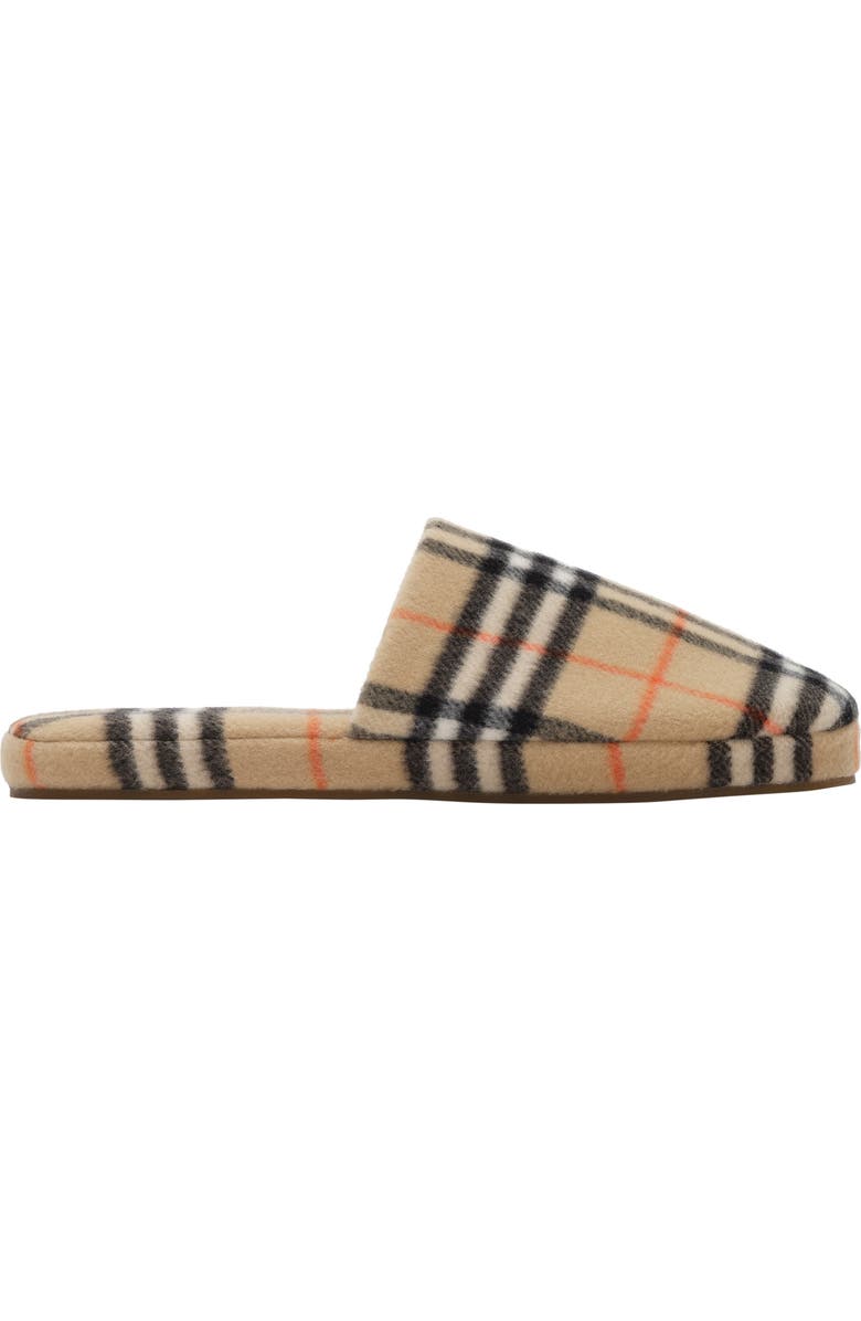 Burberry Check Wool Blend Slippers, Main, color, Sand Beige