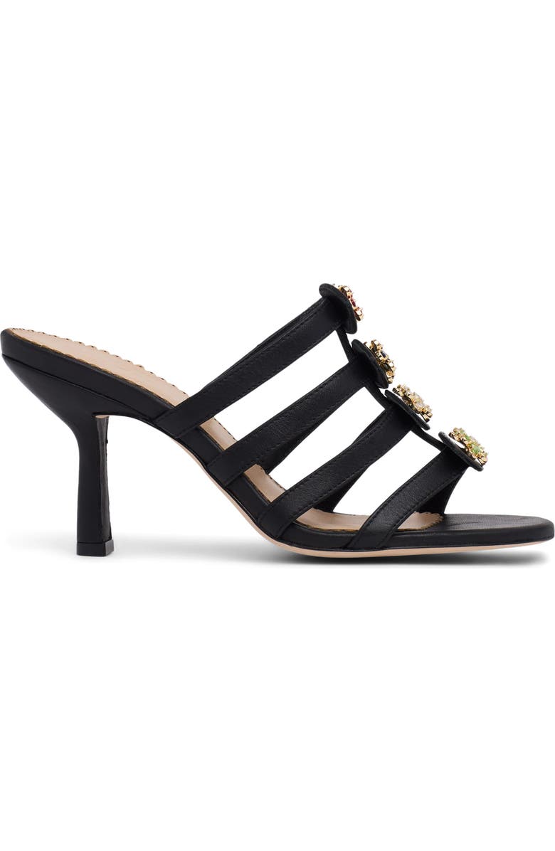Cinq à Sept Emmy Crystal Flower Strappy Sandal, Alternate, color, Black