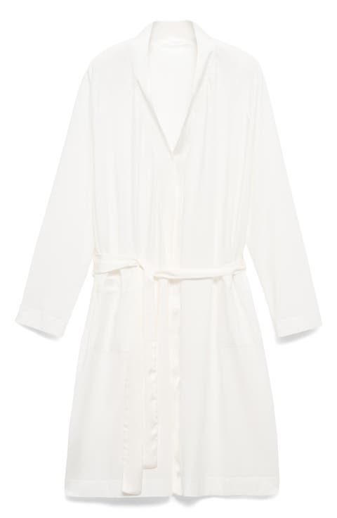 Satin Trim Cotton Blend Robe