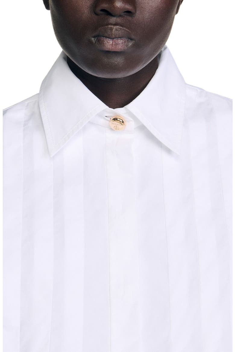 Pleated cropped shirt, Alternate, color, White