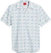 HUGO Ellino Logo Print Camp Shirt