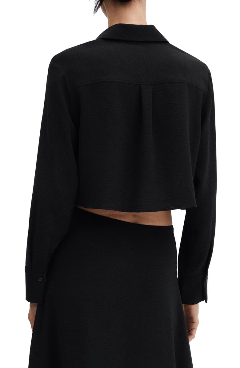MANGO Textured Crop Woven Button-Up Shirt, Alternate, color,