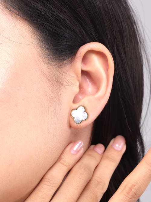 Devata Mother Of Pearl Clover Stud Earrings In Gold