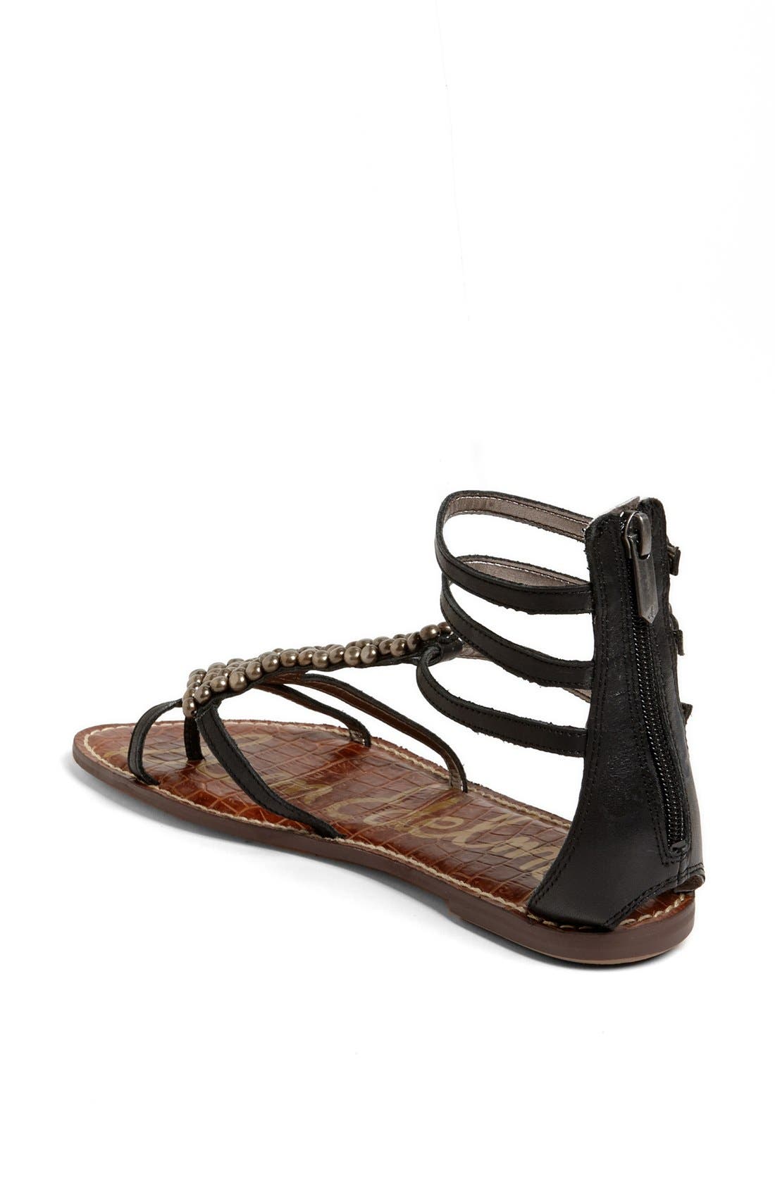 'Ginger' Gladiator Flat, Alternate, color, BLACK LEATHER