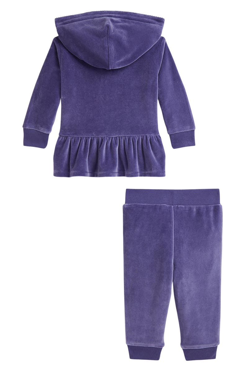 Ralph Lauren Velour Zip-Up Peplum Hoodie & Joggers Set, Alternate, color, 