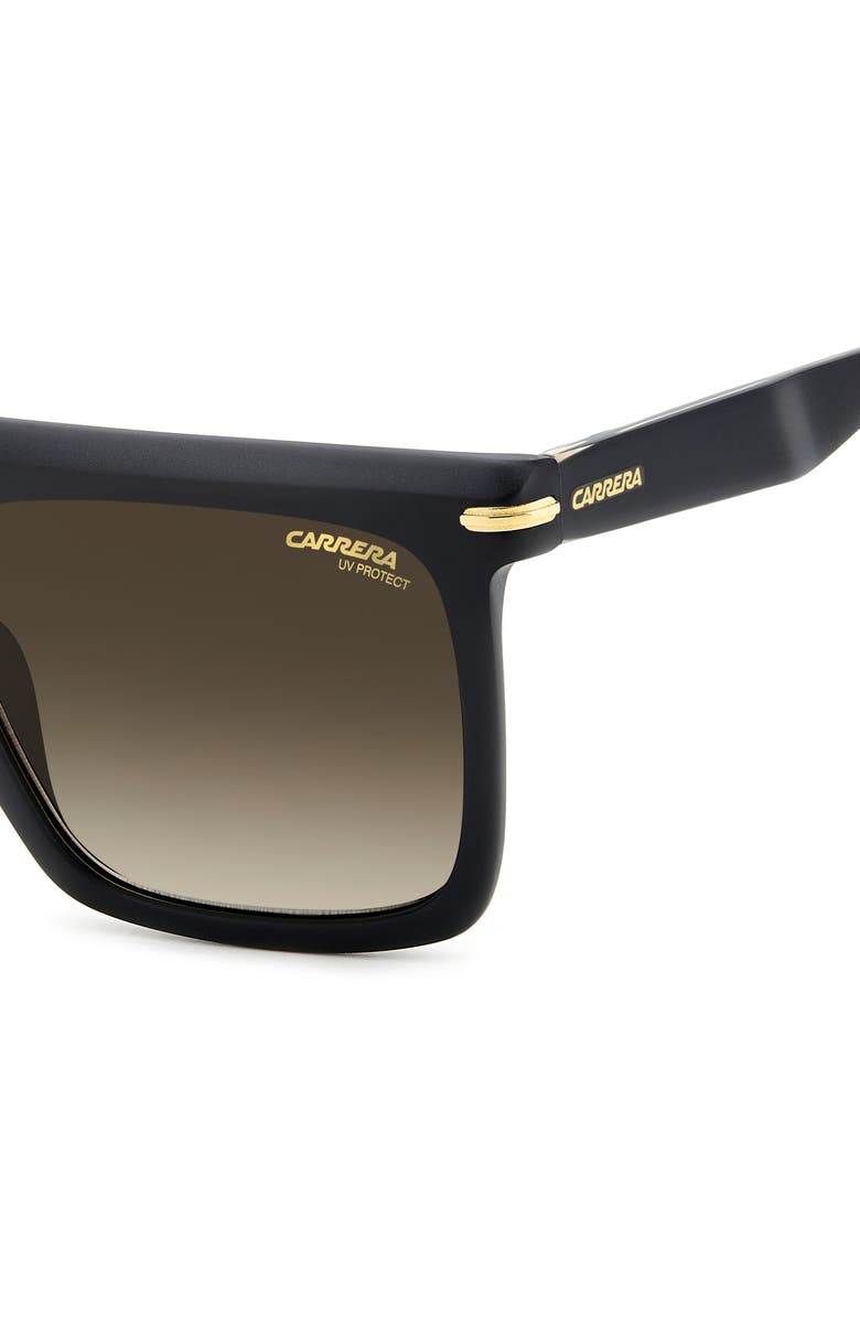 Carrera Eyewear 56mm Gradient Rectangular Flat Top Sunglasses, Alternate, color, Black Gold/ Black Brown Green