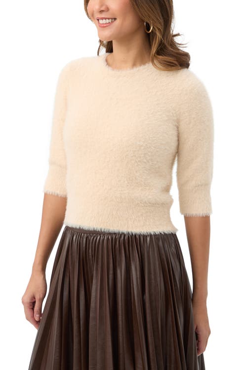 Trina Turk Maliah Fuzzy Elbow Sleeve Sweater In Neutral