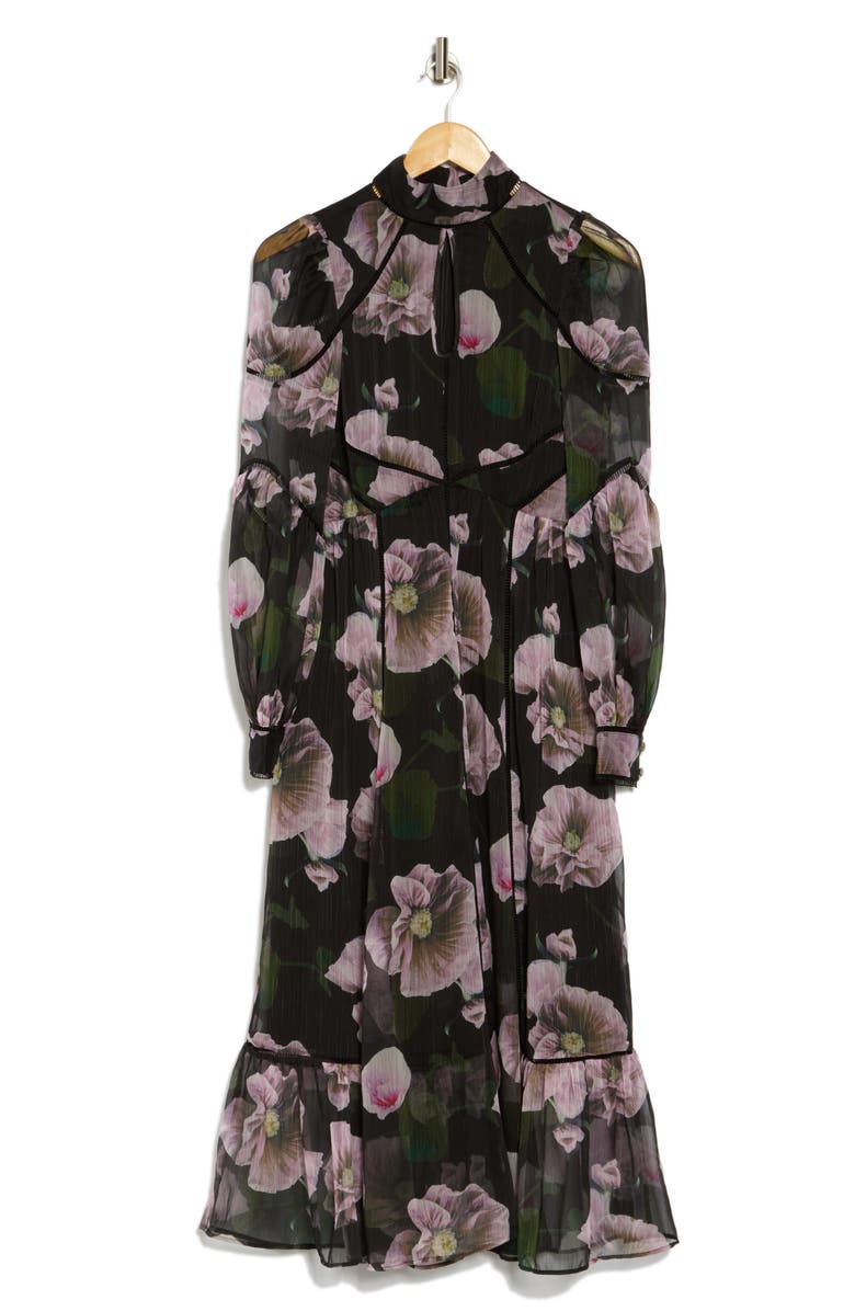 Ted Baker London Floral Long Sleeve Chiffon Dress, Alternate, color,