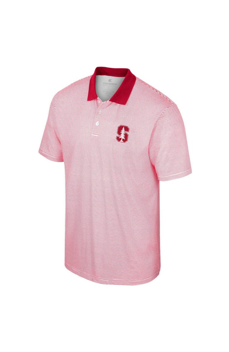 COLOSSEUM Men's Colosseum White Stanford Cardinal Print Stripe Polo, Alternate, color, White