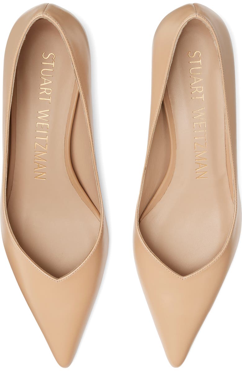 Stuart Weitzman Eva Kitten Heel Pointed Toe Pump, Alternate, color, Adobe