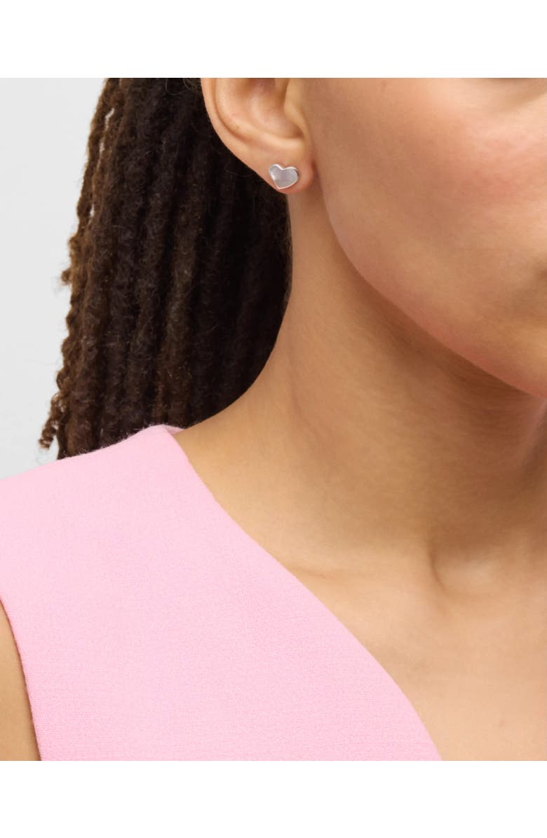 Jan Leslie Heart Stud Earring Set In Sterling Silver, Alternate, color, White