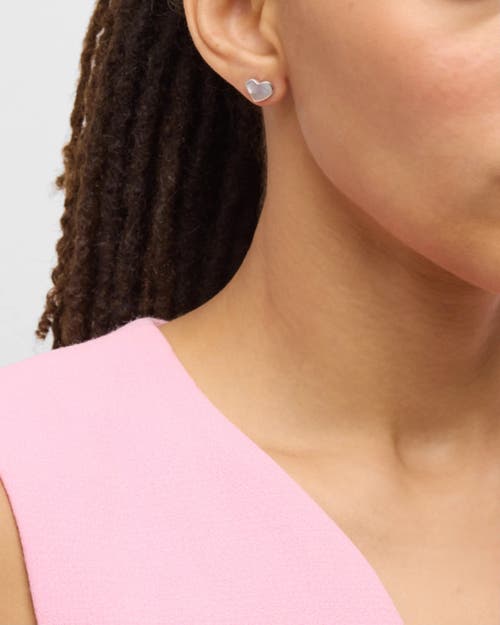 Jan Leslie Heart Stud Earring Set In Sterling Silver In Metallic