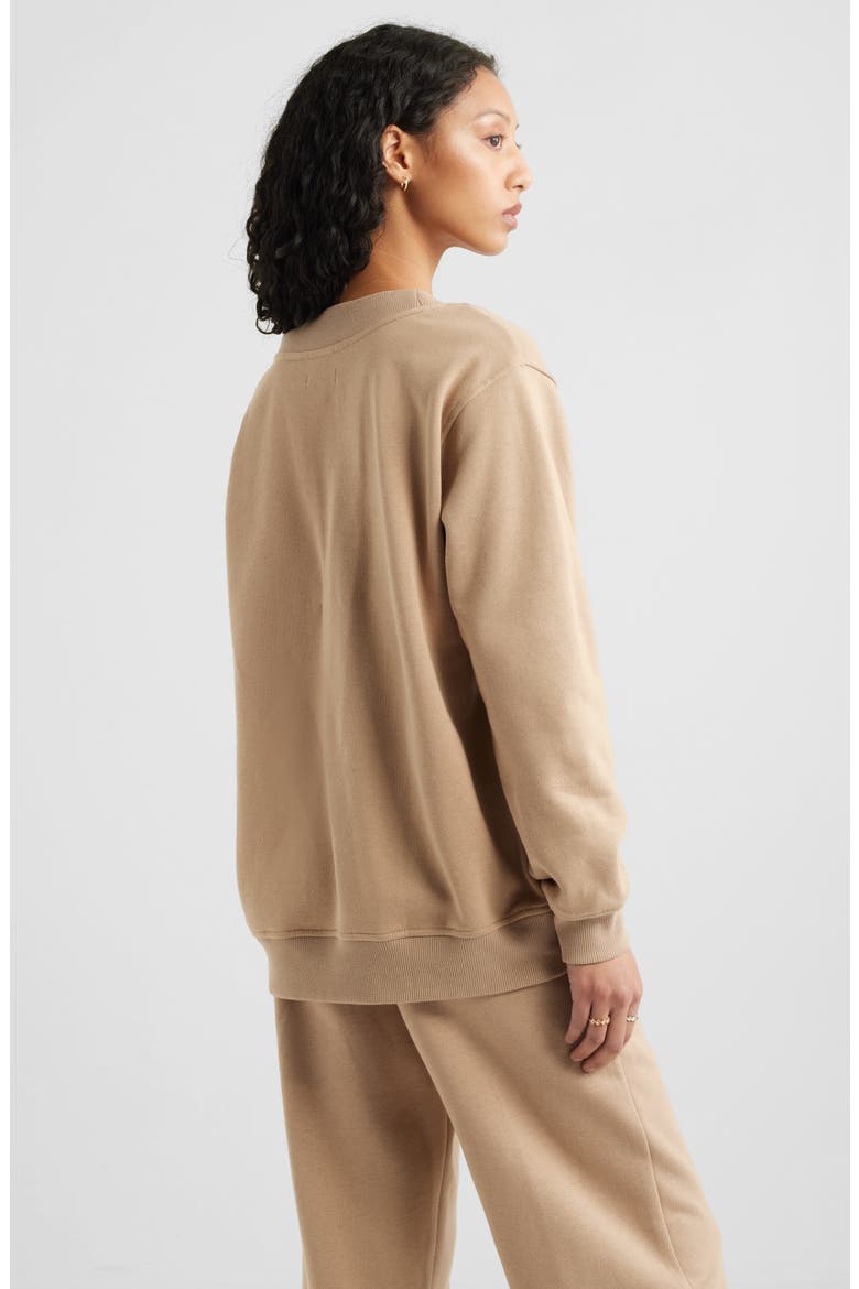 Oversize V-Neck Sweatshirt, Alternate, color, TAN SAVANNAH