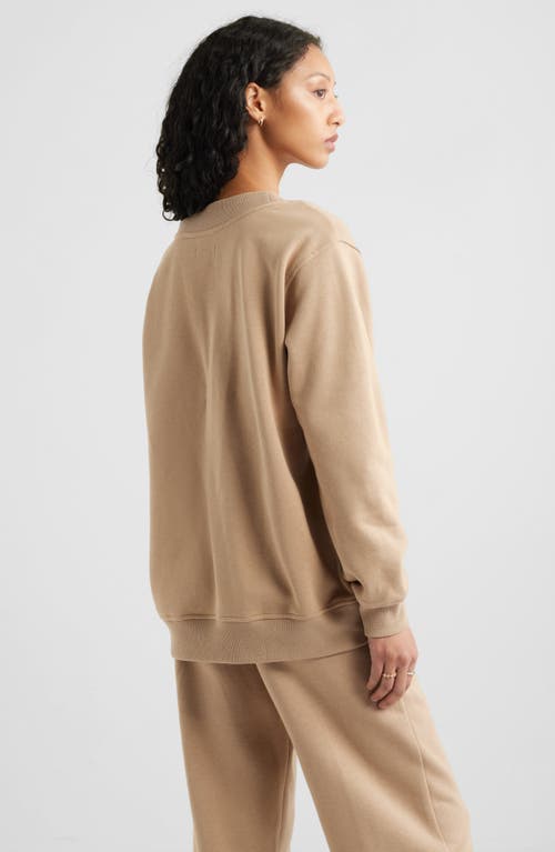 Shop Bp. Oversize V-neck Sweatshirt In Tan Savannah