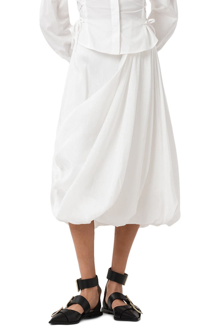 Nia Pleated Bubble Hem Midi Skirt, Main, color, ANTIQUE WHITE
