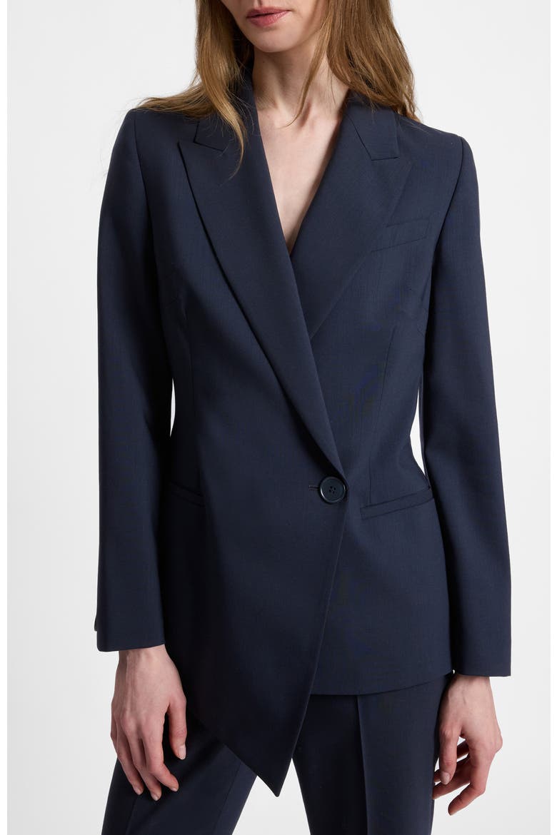 Mara Asymmetrical Blazer in Virgin Wool Stretch, Main, color, MIDNIGHT