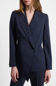 Santorelli Mara Asymmetrical Blazer in Virgin Wool Stretch