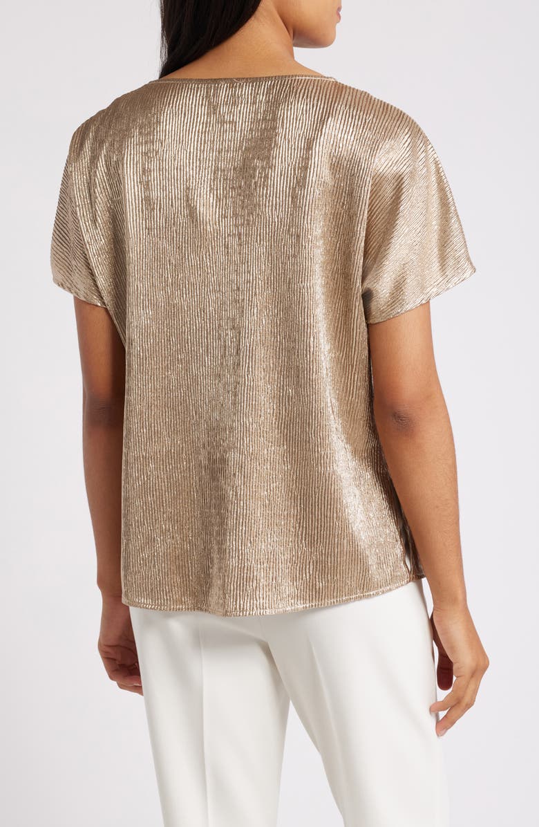 Anne Klein Metallic Short Sleeve Woven Shirt, Alternate, color, 