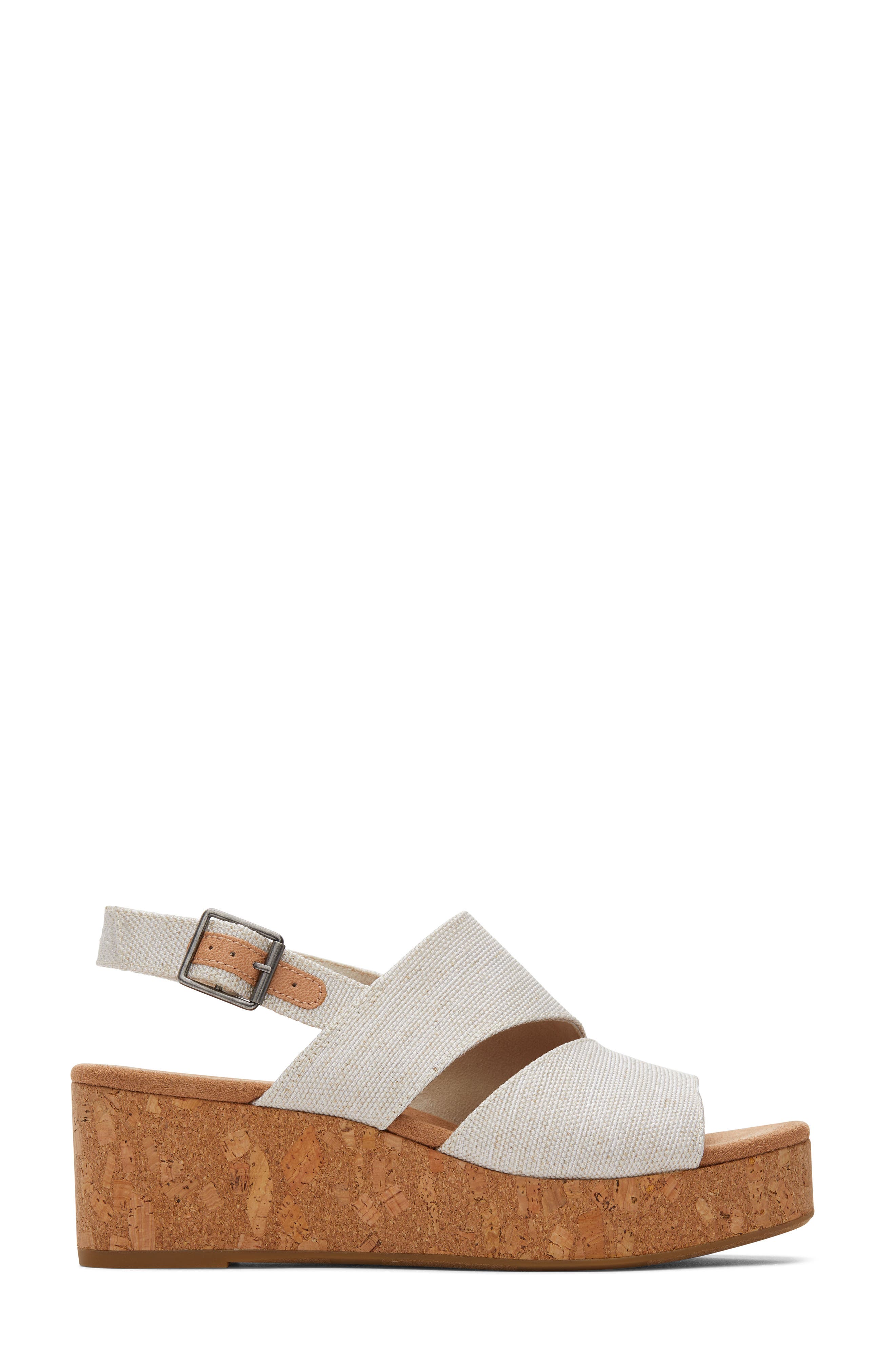 TOMS Claudine Platform Wedge Sandal, Alternate, color, Natural