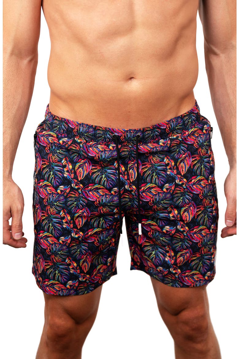 Lion Leaves Multi Swim Trunks, Main, color, MULTI