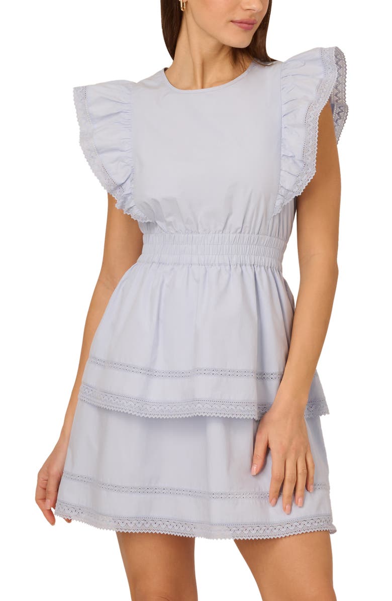 Adrianna Papell Flutter Sleeve Cotton Minidress, Alternate, color, 
