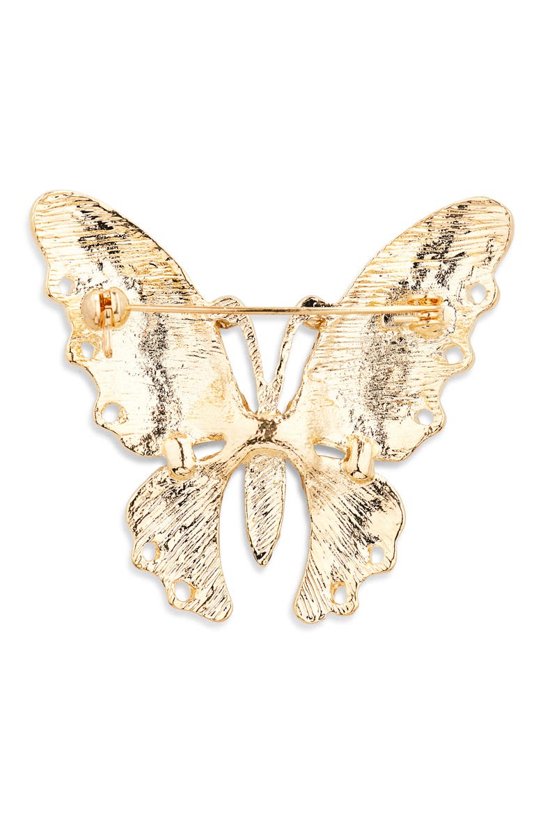 Embellished Butterfly Lapel Pin, Alternate, color, GOLD