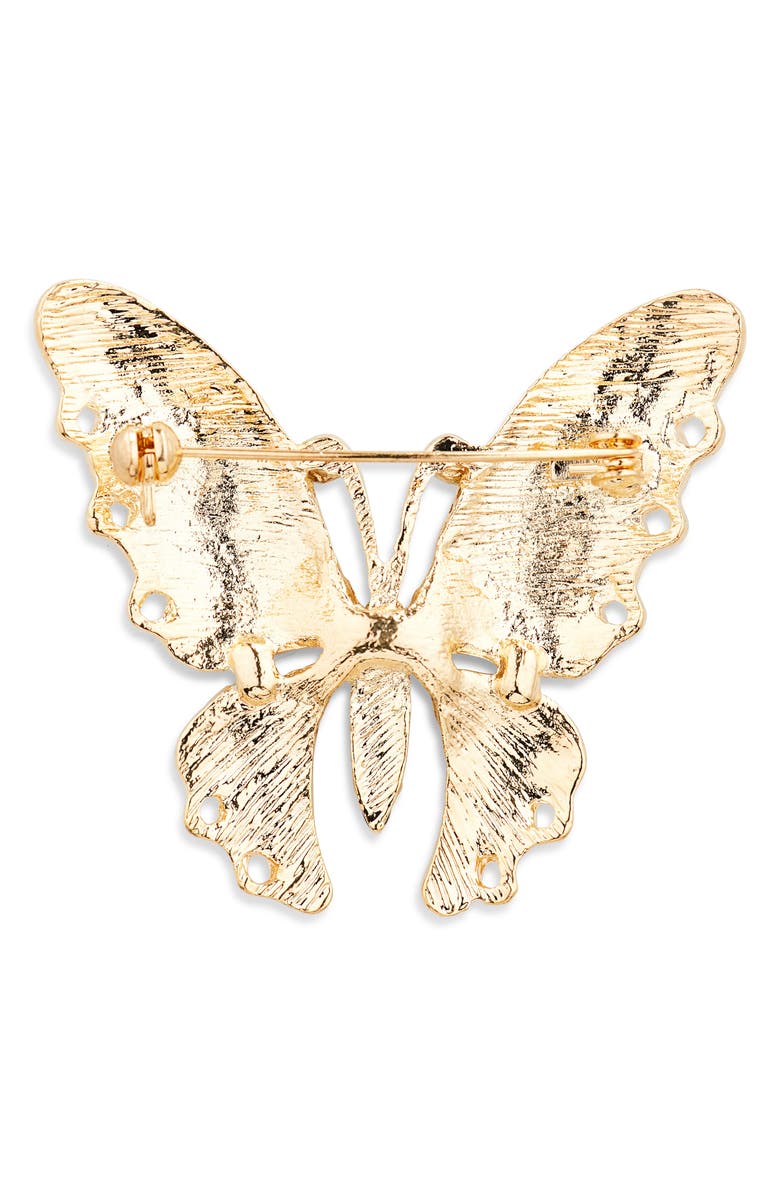 CLIFTON WILSON Embellished Butterfly Lapel Pin, Alternate, color, Gold