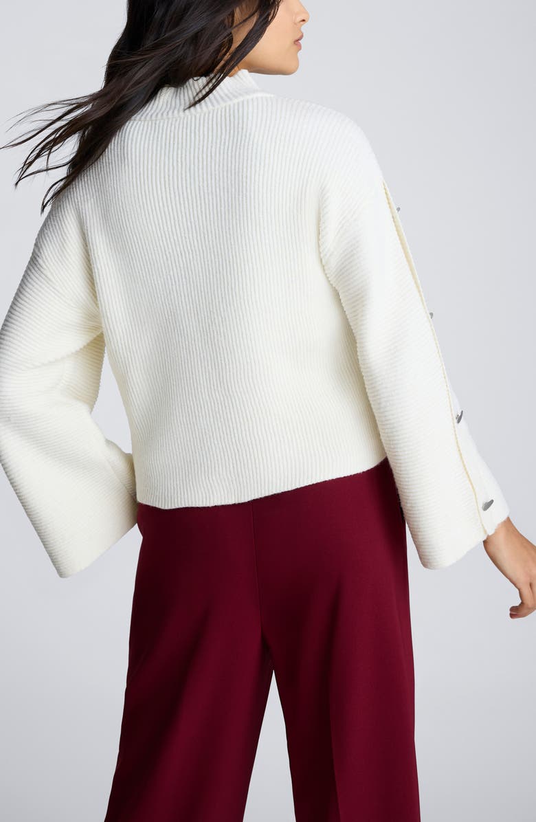 Kenneth Cole Rib Mock Neck Pullover, Alternate, color, Kc White