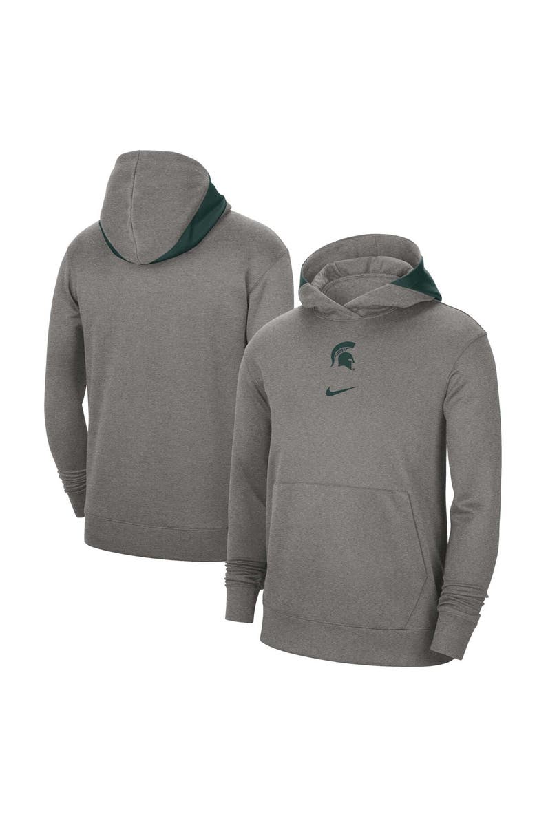 Nike Men's Nike Heather Gray Michigan State Spartans Team Basketball Spotlight Performance Pullover Hoodie, Main, color, 
