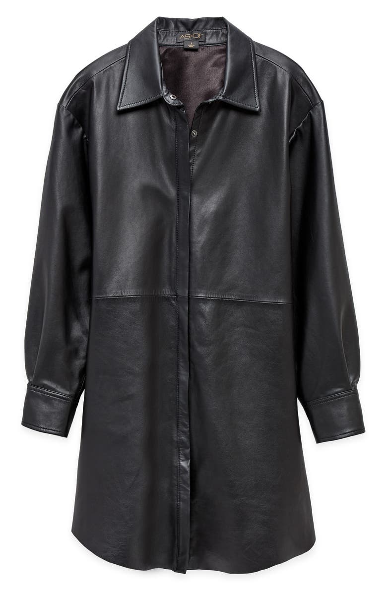 AS by DF Bonsoir Long Sleeve Recycled Leather Shirtdress, Alternate, color,