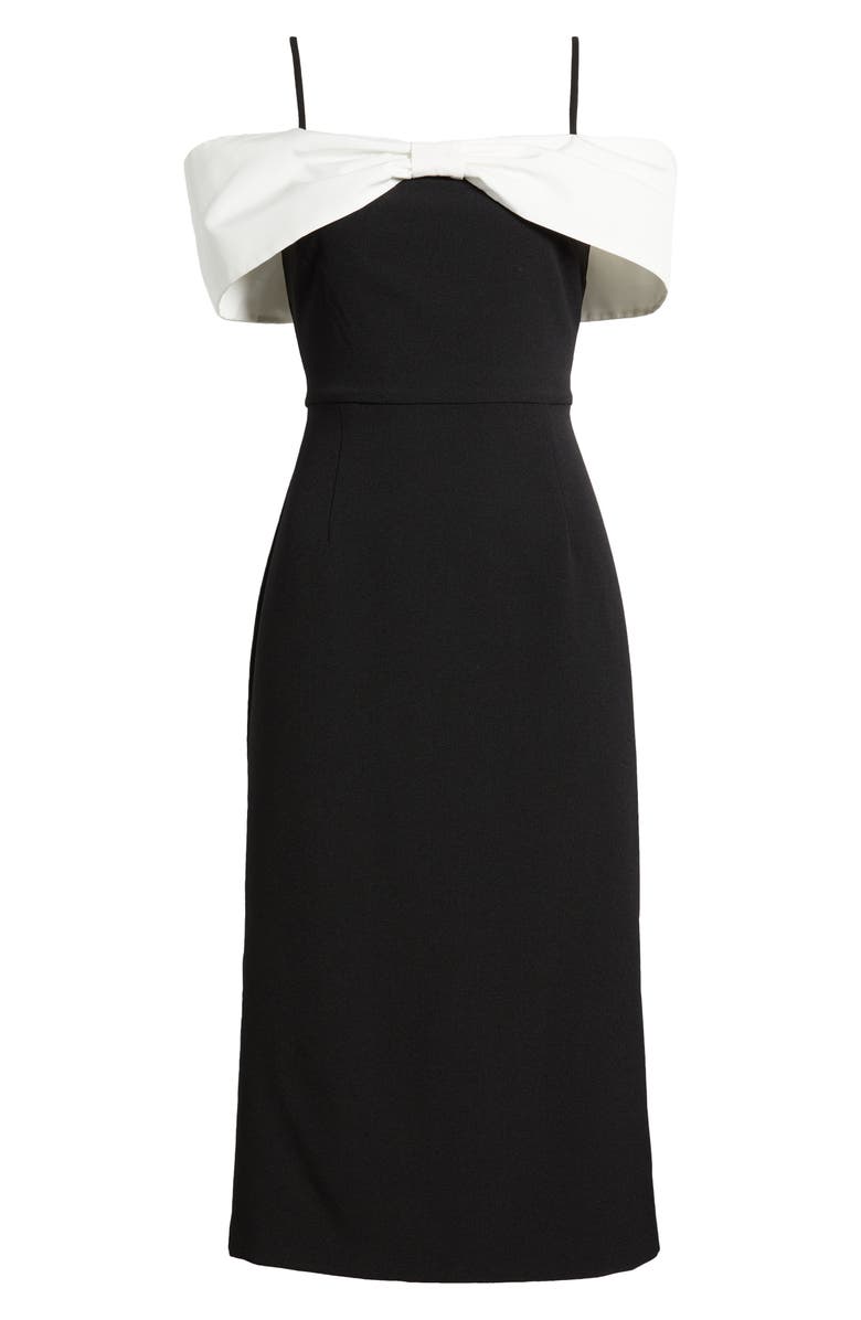 Julia Jordan Bow Colorblock Off the Shoulder Dress, Alternate, color, Black Ivory