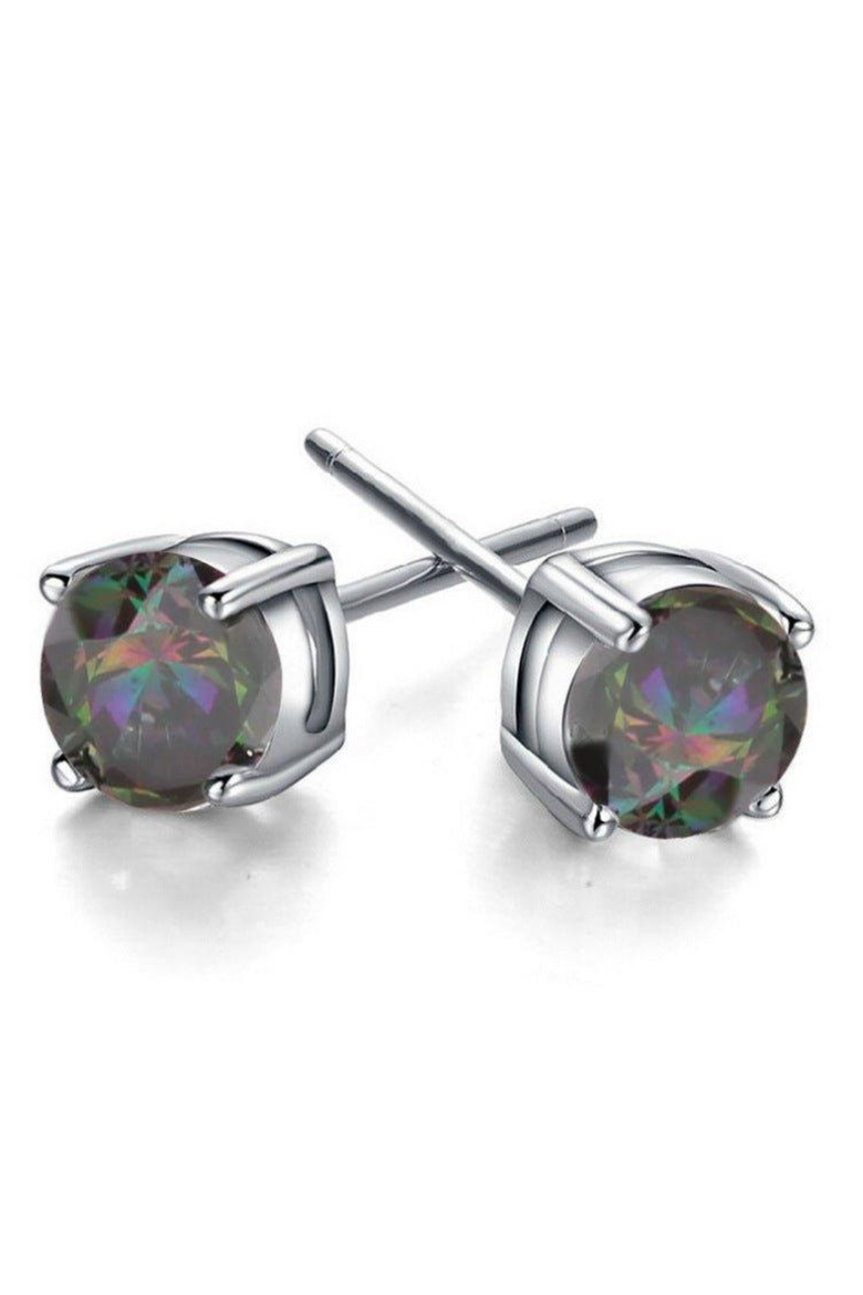 Half Carat Round Cut Topaz Stud Earrings, Main, color, Silver