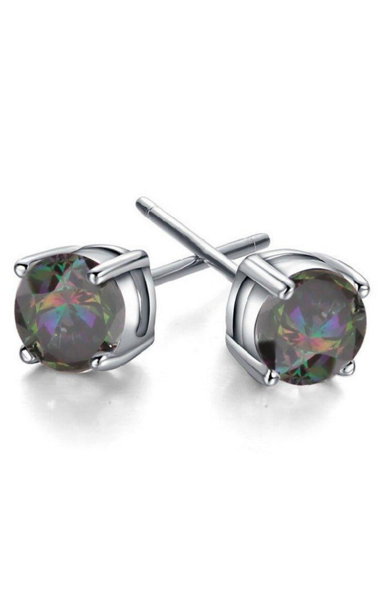 DLORIA Half Carat Round Cut Topaz Stud Earrings, Main, color, Silver