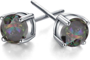 DLORIA Half Carat Round Cut Topaz Stud Earrings