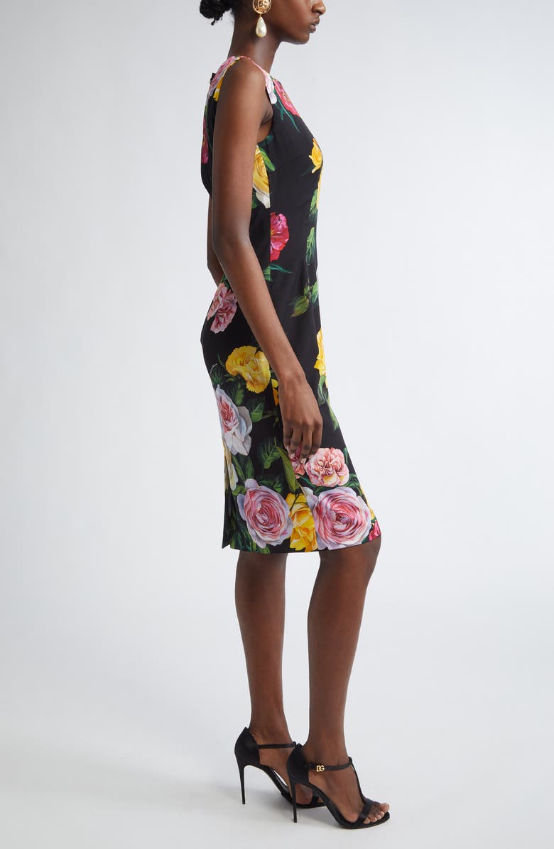 Dolce&Gabbana Peony & Rose Floral Charmeuse Sheath Dress, Alternate, color, Hn5iy Peonie/ Rose F.nero