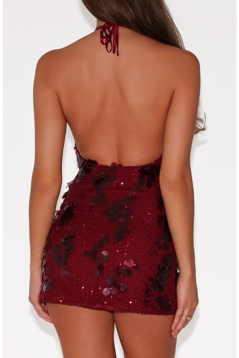 Sequin & Paillette Halter Neck Minidress, Alternate, color, RED