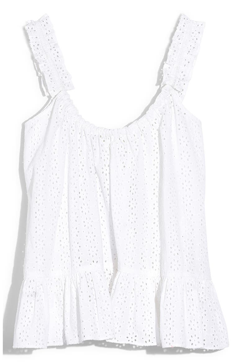 Eyelet Ruffle Strap Camisole, Alternate, color, EYELET WHITE