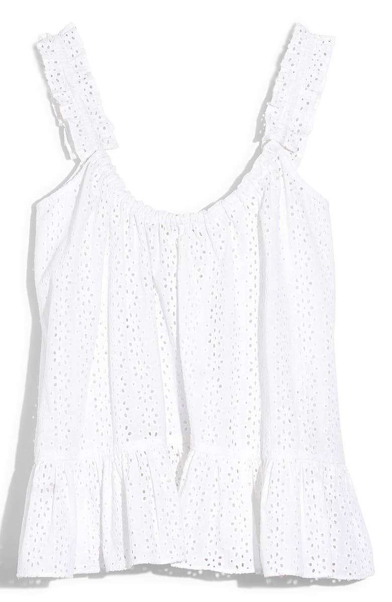 Madewell Eyelet Ruffle Strap Camisole, Alternate, color, 