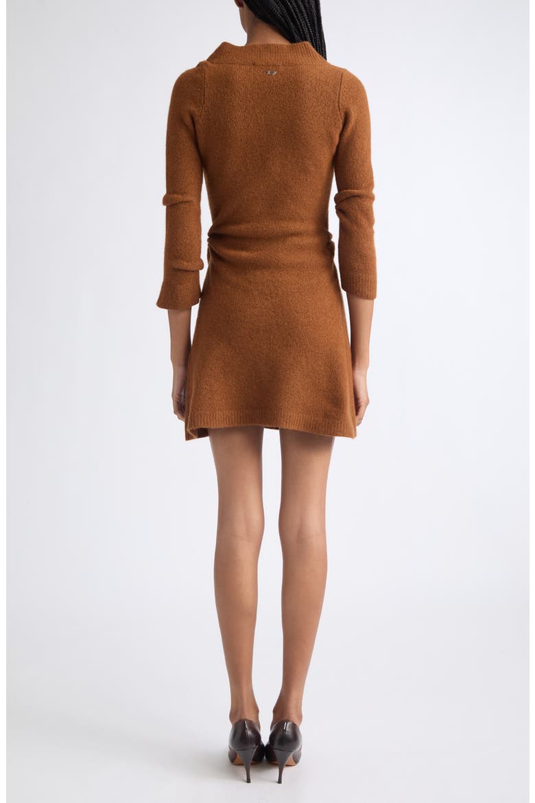 M-Anita Asymmetric Button Ribbed Wool Blend Dress, Alternate, color, BROWN