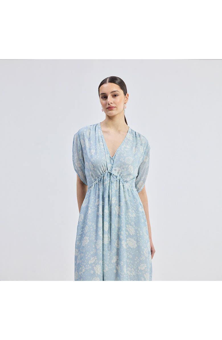 Reistor Womens Maxi Gathered Dress in Blue Florals XX Large, Alternate, color, Blue Floral