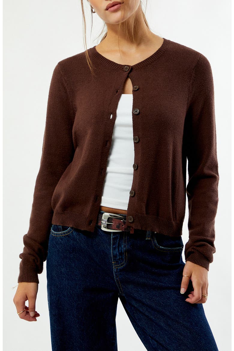 Marley Button Front Cardigan, Main, color, BROWN