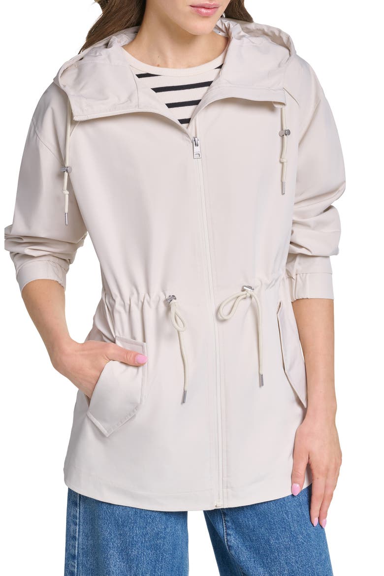 Water Resistant Hooded Rain Jacket, Main, color, ALMOND MIL