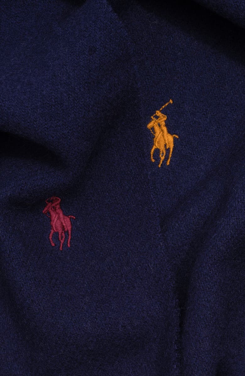 Polo Ralph Lauren Embroidered Polo Player Scarf, Alternate, color, Navy Multi