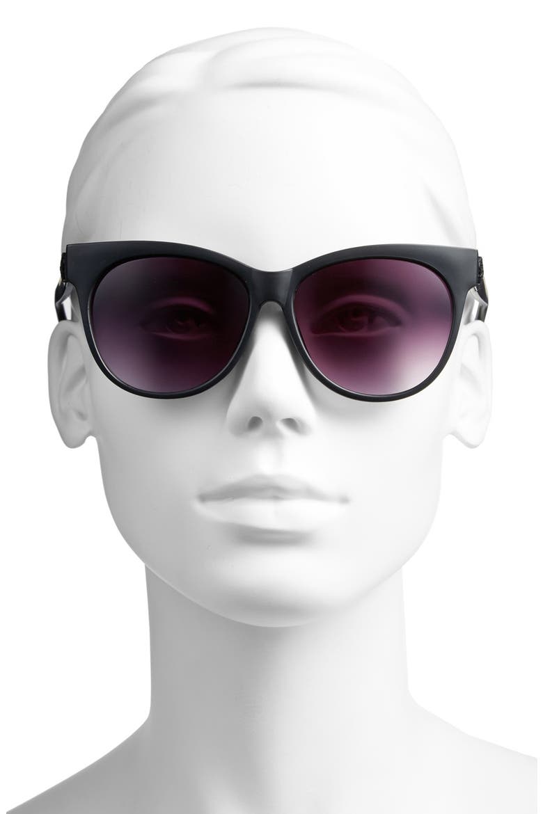 56mm Cat Eye Sunglasses, Alternate, color, BLACK