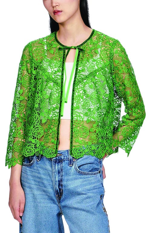 Anna Sui Rose Crochet Lace Bed Jacket In Green