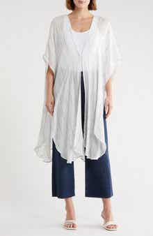 BCBG Stripe Curved Hem Poncho