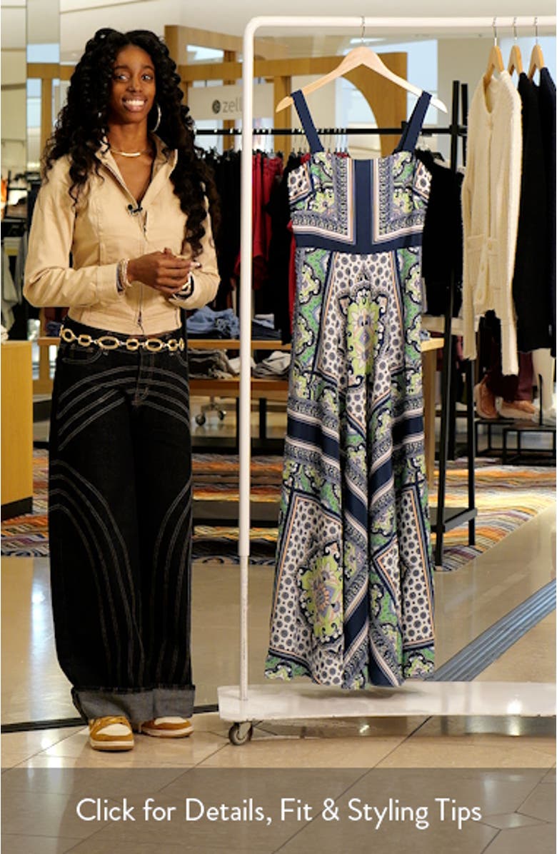 Scarf Print Sleeveless Maxi Dress, sales video thumbnail