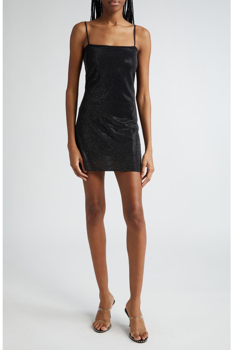 Clear Beaded Minidress, Alternate, color, BLACK