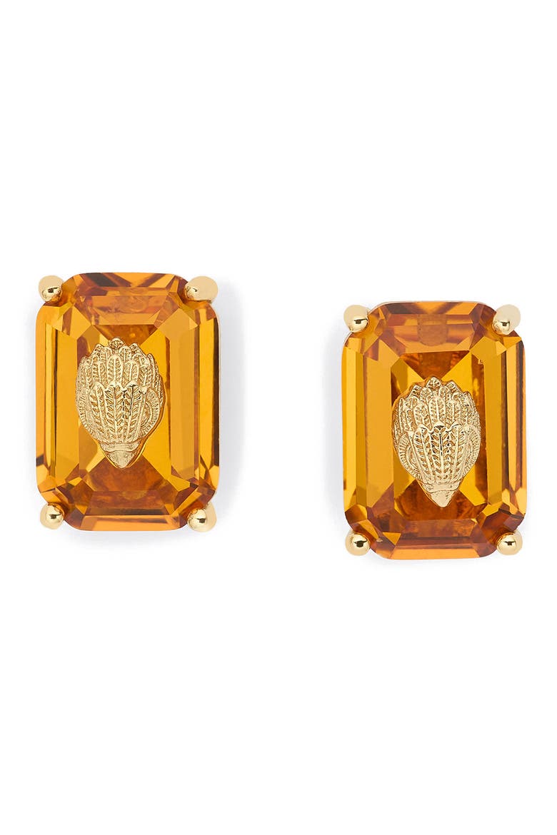 Emerald Cut Crystal Eagle's Head Stud Earrings, Main, color, TOPAZ